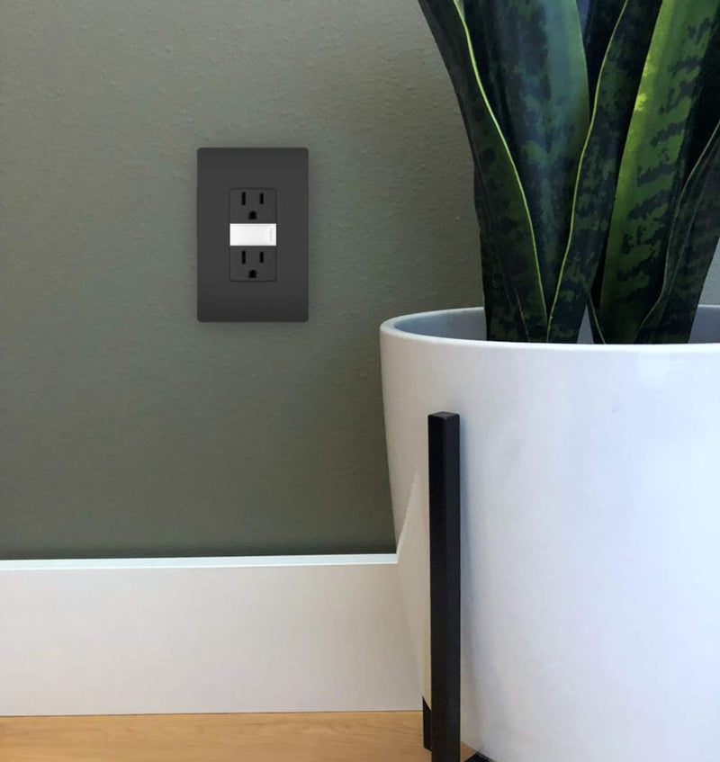 Legrand radiant Adjustable LED Night Light Outlet, Nightlight Electrical Outlets, Tamper Resistant, Safe for Kids, Black, NTL885TRBKCC6