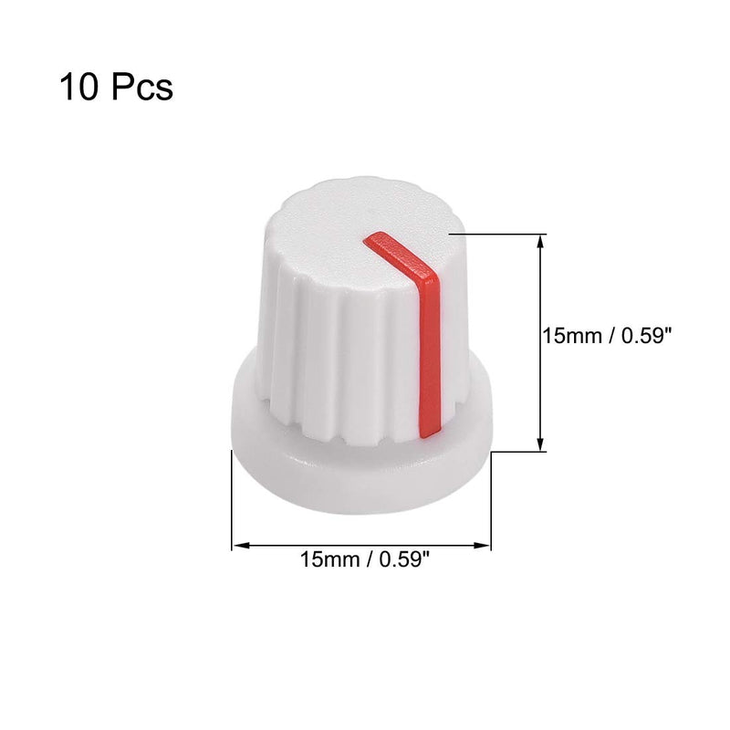 uxcell 10Pcs 6mm Shaft Hole Knob for Speaker Effect Pedal Amplifier White Potentiometer Knob Red Mark