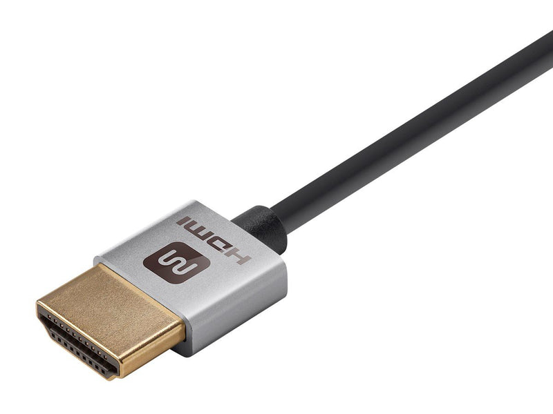 Monoprice 113583 High Speed HDMI Cable - 4 Feet - Silver, 4K@24Hz, 10.2Gbps, 36AWG, YUV, 4:2:0 - Ultra Slim Series 4ft