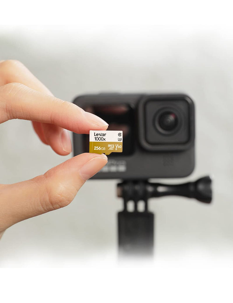 Lexar 256GB Micro SD Card, microSDXC UHS-II MLC Flash Memory Card Professional 1000x with Adapter, Up to 150MB/s Read, 90MB/s Write, V60, U3, Class10, High Speed TF Card 256GB V60