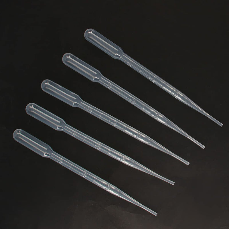 Bettomshin 100Pcs 3ml Plastic Disposable Pipettes Tube 5.91" Length Clear Graduated Transfer Pipettes Liquid Dropper for Ear Eye Essential Oils Alcohol Paint Makeup Lab
