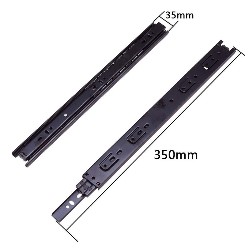 MroMax 14-Inch Cold Rolled Steel Drawer Slides, Full Extension Ball Bearing Slide Track Rail 35mm Wide 100lb Capacity Black 1 Pair