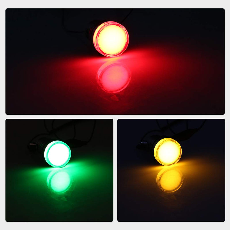 uxcell 6Pcs Red Green Yellow Indicator Light AC/DC 12V, 22mm Panel Mount, for Electrical Control Panel, HVAC, DIY Projects