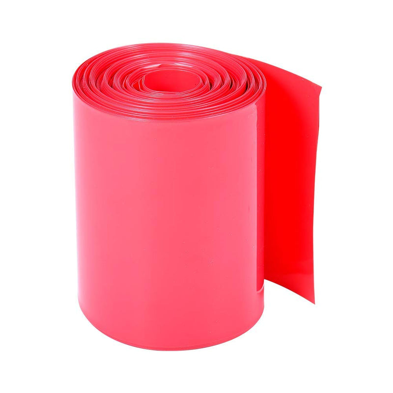 Bettomshin 1Pcs 3.35 inch Flat Width Battery Heat Shrink Tubing DIY Battery PVC Heat Shrink Wrap Tube 32.8 Ft Length Red for Four Section 18650 Battery 1