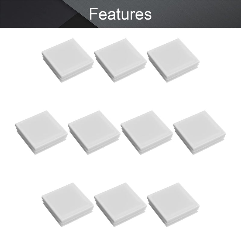 MroMax 20PCS 1.97" x 1.97" (LxW) Plastic Tubing Plug Square Post End Caps for Handrail Stair Newel Guardrail Tube White