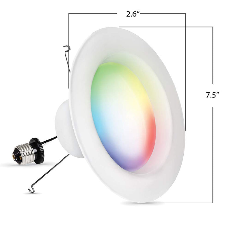Feit Electric LEDR6/RGBW/AG 75 Watt Equivalent 12.3W WiFi Color Changing and Tunable White, Dimmable, No Hub Required, Alexa or Google Assistant RGBW Multicolor LED Smart Downlight, 75W, Recessed Kit 6" Recessed Multi-color Rgbw