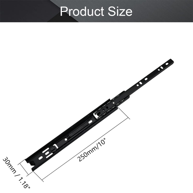 MroMax 10Inch Drawer Slides, Full Extension Ball Bearing Two Way Slide Track Rail 1.18Inch Wide 100lb Capacity Black 1 Pair