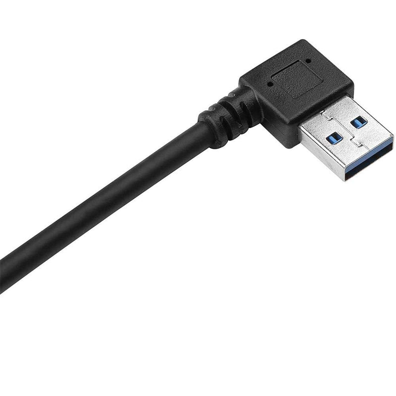 Smays Left Angle USB 3.0 Male to Female Extension Cable (0.65 Feet = 0.2 Meter, Black)
