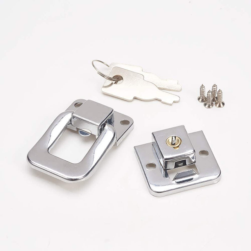 Heyiarbeit 10PCS Suitcase Hasp 1.61" x 1.10" Iron Small Size Silver Latch with Keys and Screws