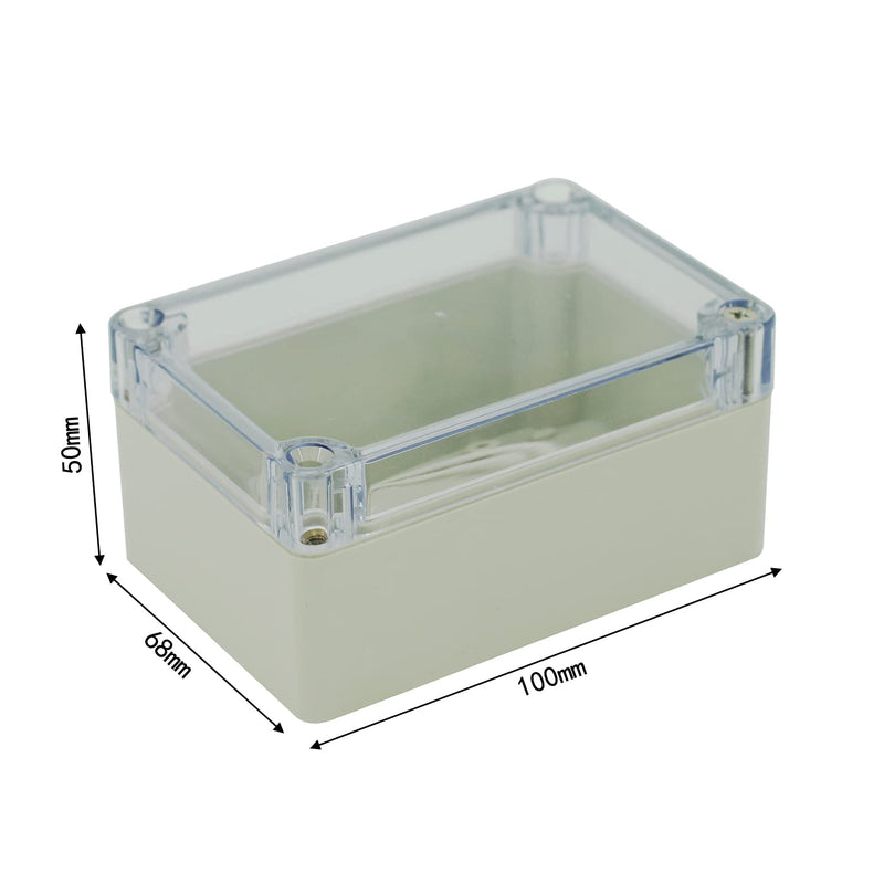 UHZBTEC Clear Lid Waterproof ABS DIY Project Enclosure Box with Cable Gland Plastic Junction Box for Electronics 3.93 x 2.67 x 1.96 inch ( 100 x 68 x 50 mm ) 3.9''x2.7''x2'' Clear Lid