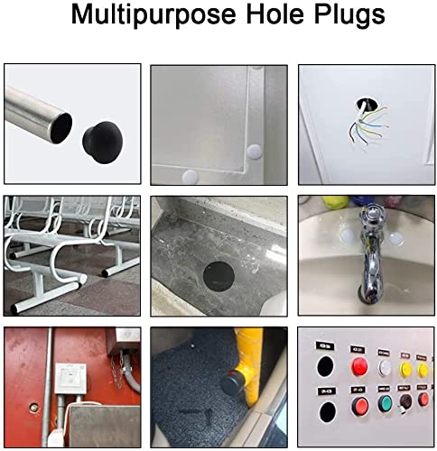 Heyiarbeit 100pcs Hole Plugs 30mm/1.18" Nylon Plastic Round Snap in Type Locking Hole Tube Furniture Fencing Post Pipe Insert End Caps Black Tone