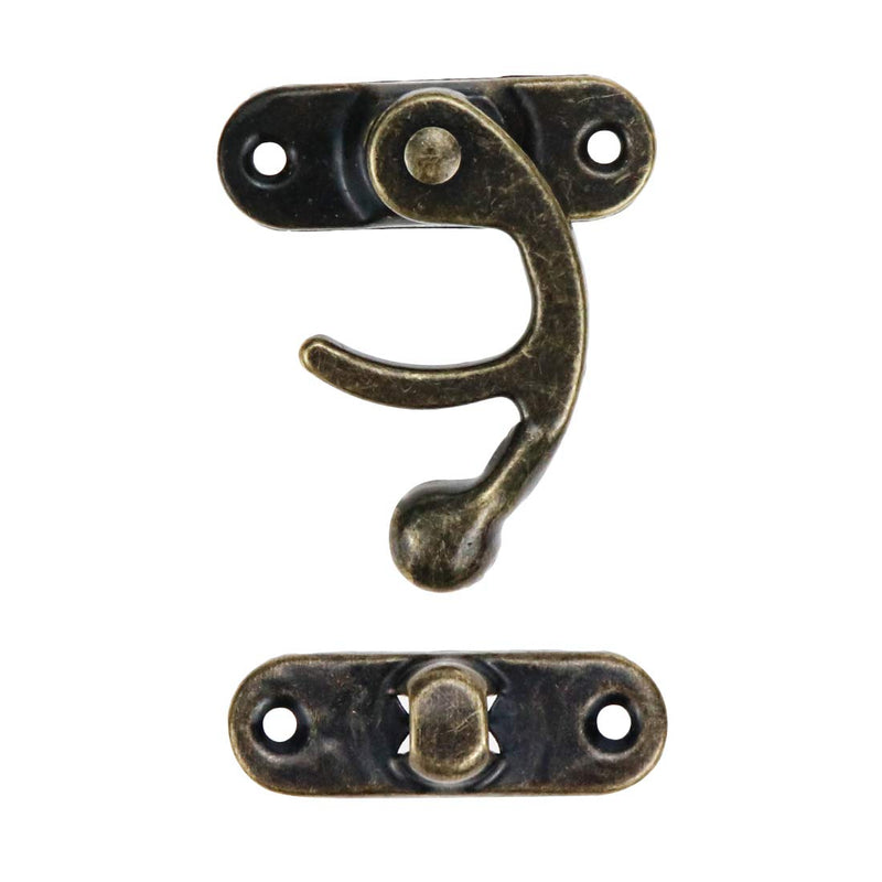 Bitray Antique Right Latch Hook Hasp Bronze Tone Jewelry Box Hasp Catch with Screws - 20pcs Medium