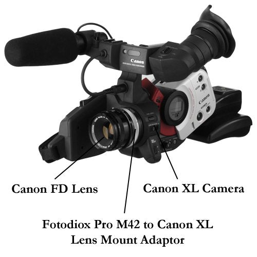 Fotodiox Pro Lens Mount Adapter Compatible with Canon FD, FL, New FD Lens to Canon XL Mount Video Camera. XL-1, XL-1s, XL-2, XL-H1 HDV Camcorder
