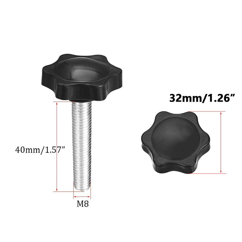 10 Pcs Plastic Hex Clamping Hand Knob Gripandles Screw Knobs Quick Removal Handgrips Star Knob Male Thread（M8-1.25x40mm） M8x40