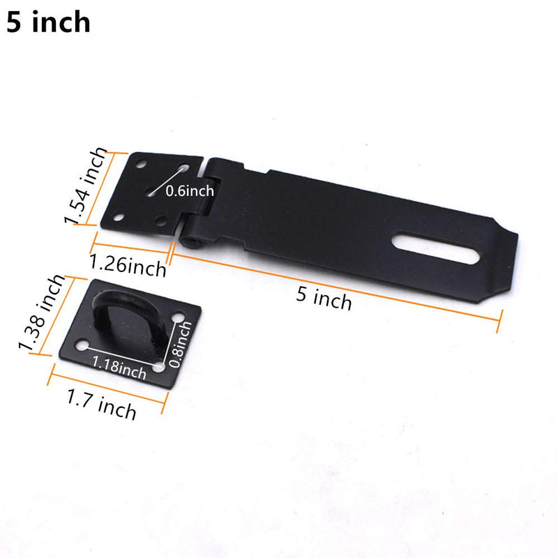 Door Hasp Padlock Latch Stainless Steel Safety Clasp Hasp Lock Latch Matte Black Finish 2 Pack (5inch) 5inch