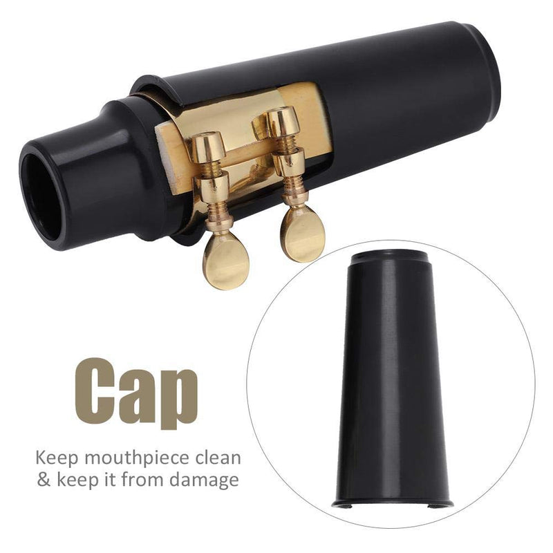 Alomejor Alto Sax Mouthpiece Set 5 in 1 Saxophone Mouthpiece Kit with Cap Metal Buckle Reed Pads Musical Instruments