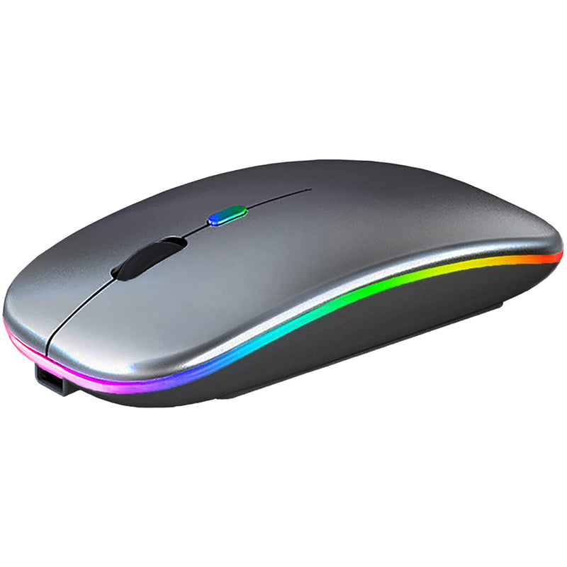 Wireless Bluetooth Mouse,LED Rechargeable Slim Silent Laptop Mouse,Portable(BT5.2+USB Receiver)Dual Mode Computer Mice,Quick Precise Responsiveness Control Laptop,Desktop Computer,Tablet,phone.(Grey) Grey