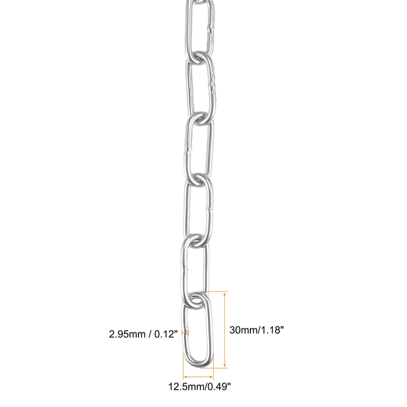 [AUSTRALIA] - uxcell Proof Coil Chain 1.2 Meter 2.95mm Thick 176Lbs Load Capacity with 2 Quick Link, Zinc Plated 304 Stainless Steel for Clothes Hanging Guardrail 