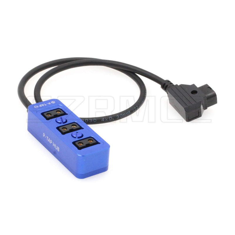 SZRMCC D-tap Male to 3 Port P-tap Hub Metal Splitter Power Cable with Screw Holes for ARRI RED Cameras accesories (Blue) Blue