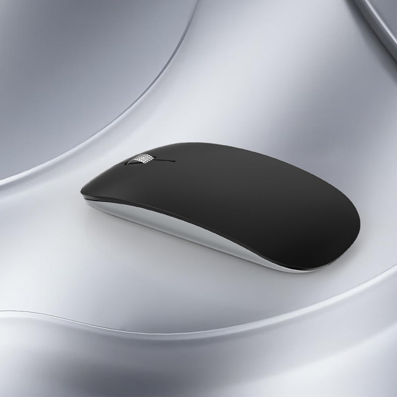 Uiosmuph Wireless Mouse, USB C Rechargeable Computer Mouse, Slim Silent Mice 2.4GHz Optical with USB Nano Receiver and Type C Receiver for Laptop/Mac/PC Matte Black