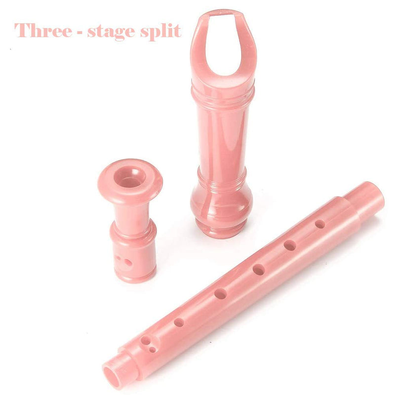 Kid's flute instrument pink, 8-hole soprano music recorder, with cleaning pole + case bag instrument