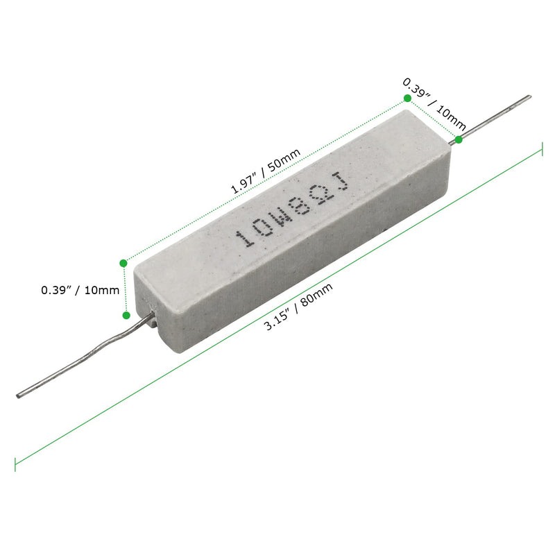 [AUSTRALIA] - Dimlove Cement Resistor,10 PCS 10W 8 Ohm 5% Axial Lead Wire Resistor White Wound Fixed Ceramic Resistors Wirewound Power Flame Heat Moisture Resistance Precharge Horizontal 10W8ΩJ 