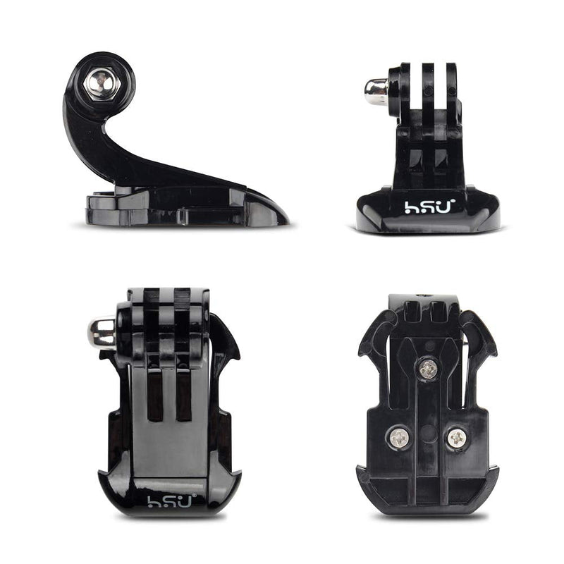 HSU Vertical Surface Quick Mounting J-Hook Buckle Mount, Long Thumb Screw Accessory Kit for GoPro Hero 10 9 8 7 6 5 4 3+ 3 AKASO Campark and Other Action Cameras (4 Pack, Black)
