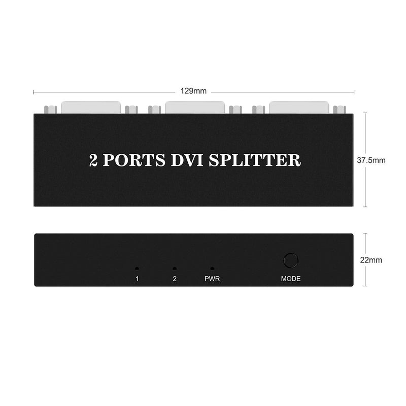 DVI Splitter 1x2 1In 2 Out DVI Switchers Video Splitter HD 1080P with US Power Adapter
