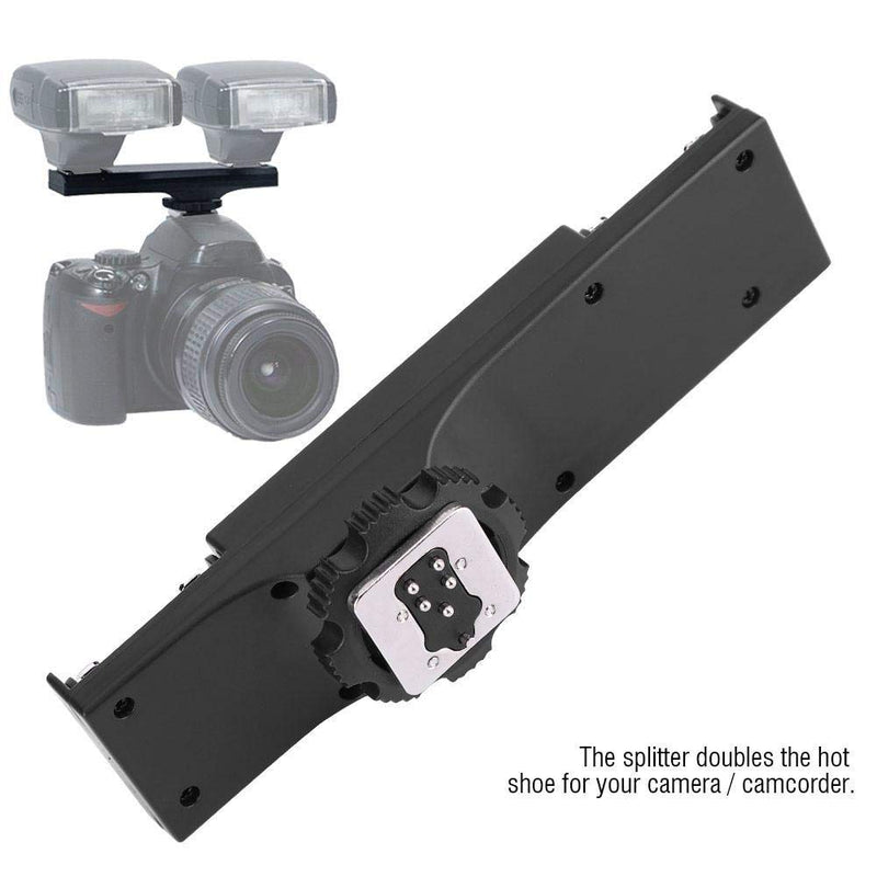 Dual Hot Shoe Splitter, Hot Shoe Extension Bar Mount Cold Shoe Extension Bracket Dual Bracket DSLR Camera Camcorder DV (for Nikon)
