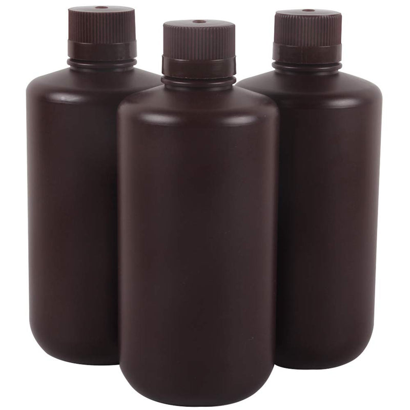 3X 1000ml Darkroom Chemical Storage Bottles Liquid Container Film Photo Developing Processing Equipment Printing Photosensitive UV Resin LCD/DLP Storage Amber Bottle 1L