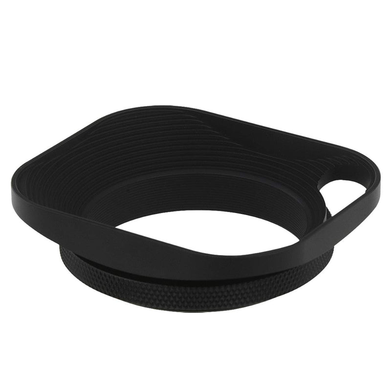 Haoge LH-E2P 49mm Square Metal Screw-in Lens Hood Hollow Out Designed with Cap for Leica Rangefinder Camera with 49mm E49 Filter Thread Lens Black
