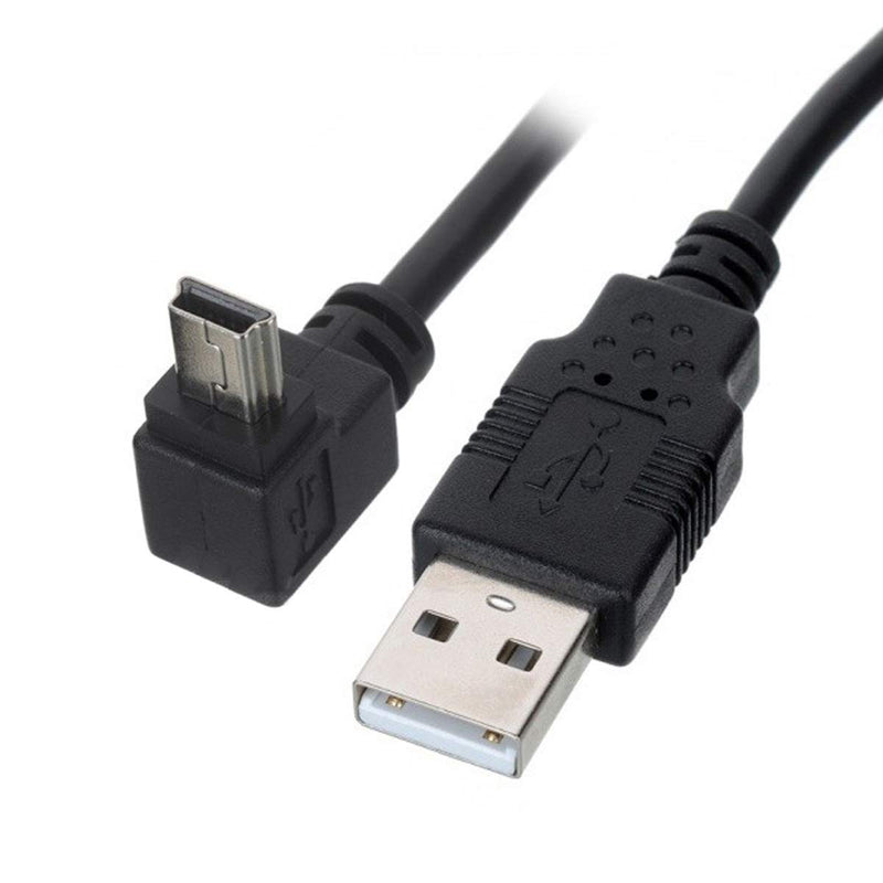 CY Mini USB to USB Cable 5pin USB-A to Mini USB-B Data Cable Up Angled Black Up 0.5m