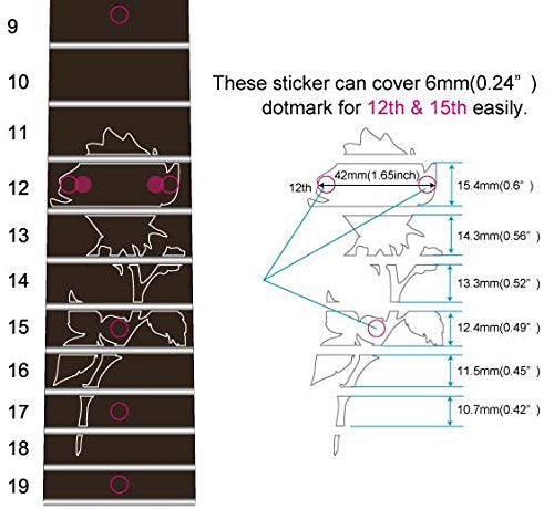 Inlay Sticker Fret Markers for Guitars - Single Rose