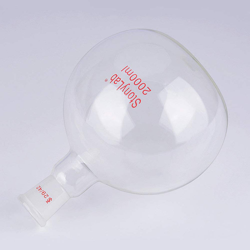 stonylab Heavy Wall Single Neck Borosilicate Glass Flat Bottom Boiling Flask, with 29/42 Standard Taper Outer Joint, 2000ml 2000 ml