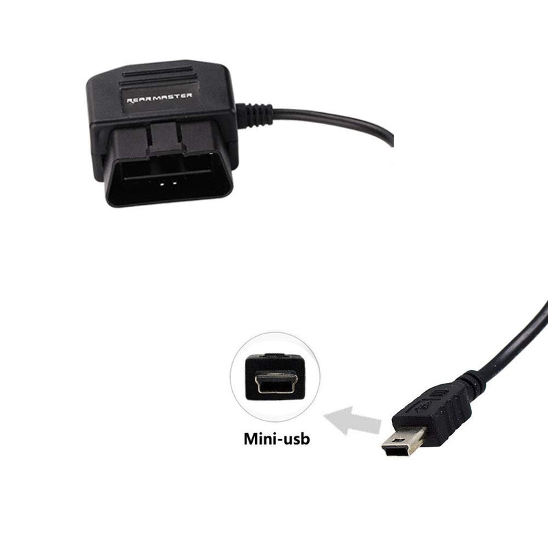 REARMASTER Universal OBD Power Cable for Dash Camera,24 Hours Surveillance / Acc Mode with Switch Button(Mini USB Port)