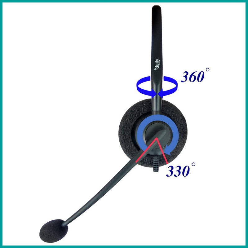 Phone Headset Compatible with Grandstream Yealink Snom Panasonic Phones Microphone Noise Cancelling RJ9 &3.5 mm Adapter Cable
