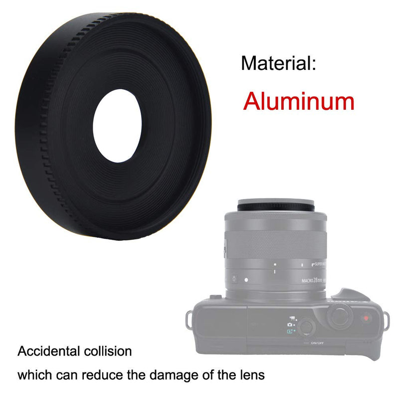 Metal Lens Hood Shade for CanonEF-M 28mm F3.5 Macro is STM Lens on EOS M6 Mark II M200 M100 M50, Replace Canon ES-22 Lens Hood Replace ES-22