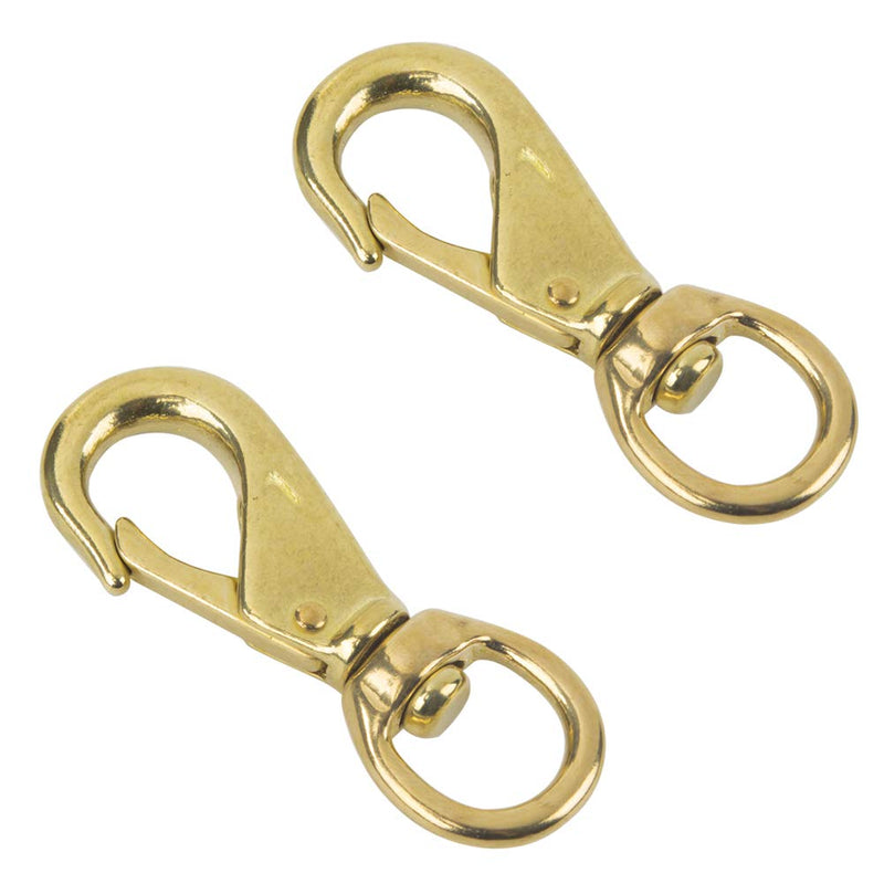 AOWESM 3-1/4" Brass Snap Hook 3/4" Swivel Eye - Solid Brass Clips #1 - Bags, Belting, Leashes, Straps, Luggage, Leathercarft (Pack of 2)
