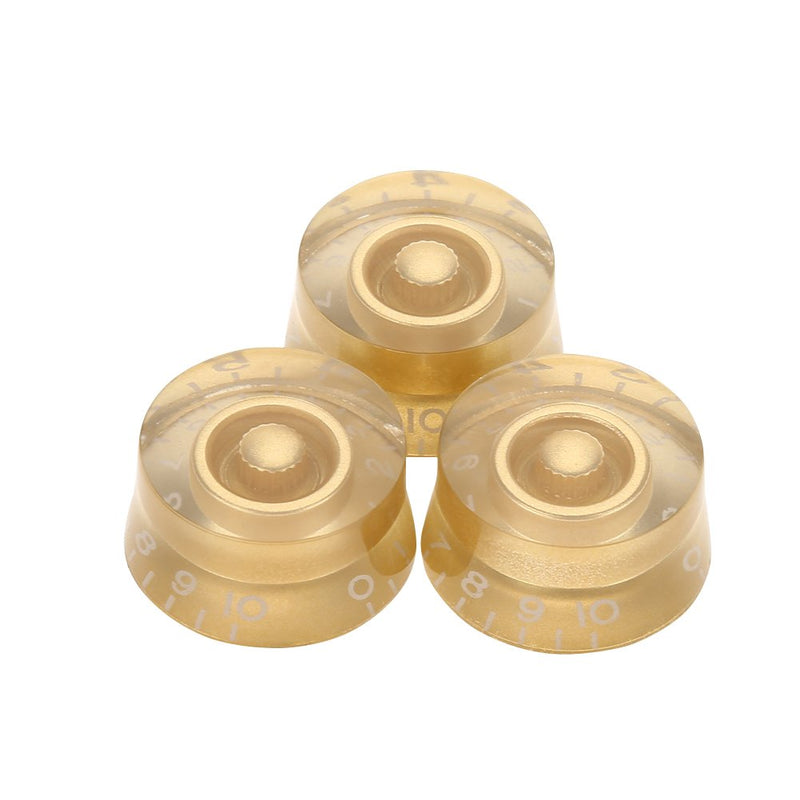 Drfeify Electric Guitars Knobs, 4pcs Guitar Tone Speed Volume Control Knobs Replacement Parts for Les Paul Electric Guitars Gold