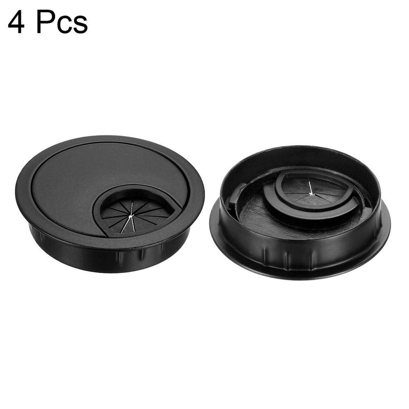 uxcell Cable Hole Cover, 2.1inch Zinc Alloy Desk Grommet for Wire Organizer, 4 Pcs (Black) 2-1/8 Inch Black