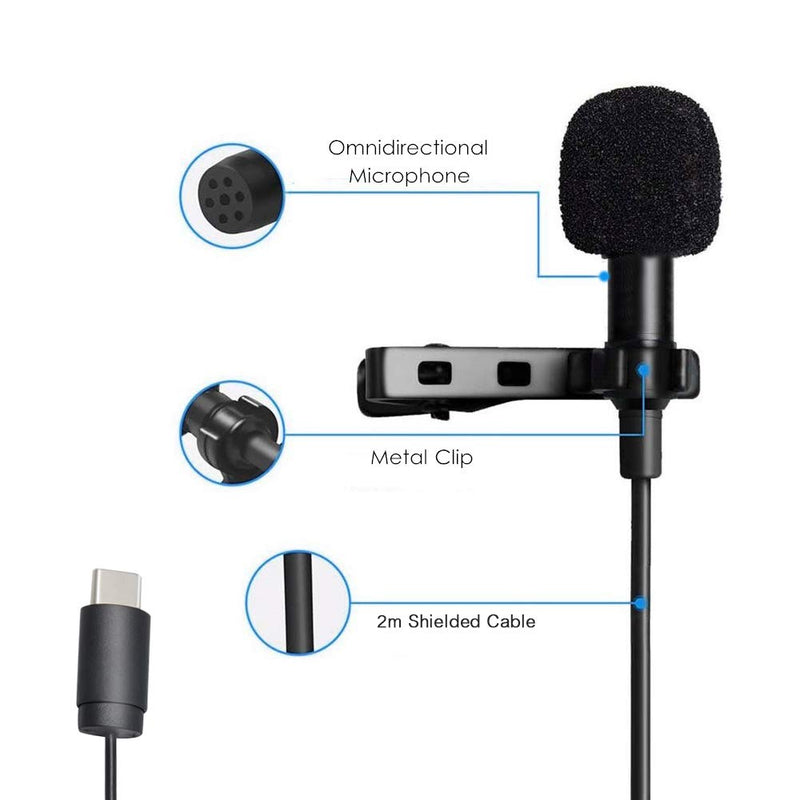 Mcoplus Lavalier Microphone, Type-C Clip-on Lapel Omnidirectional Condenser Mic for USB-C Smartphone Recording Interview, Podcasts, Youtube, TikTok