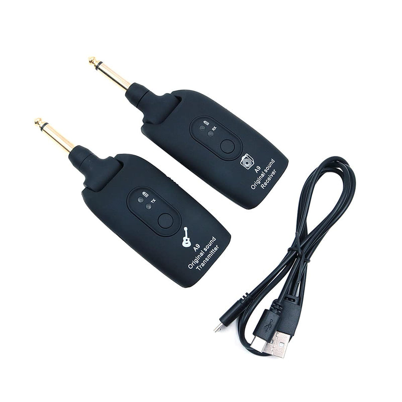 Alnicov Guitar Wireless System 2.4GHz Wireless Guitar Transmitter and Receiver for Electric Guitar Bass Violin A9 Black