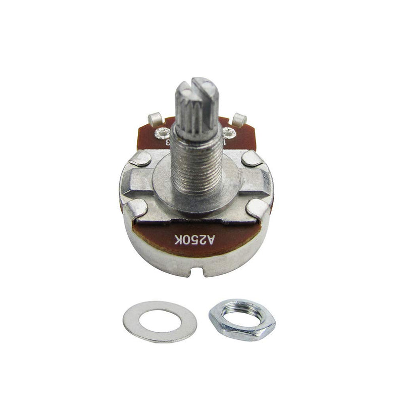 FLEOR 2pcs Full Size Guitar Volume Pot 18mm Shaft Audio Taper Guitar Potentiometer A250K Long Shaft