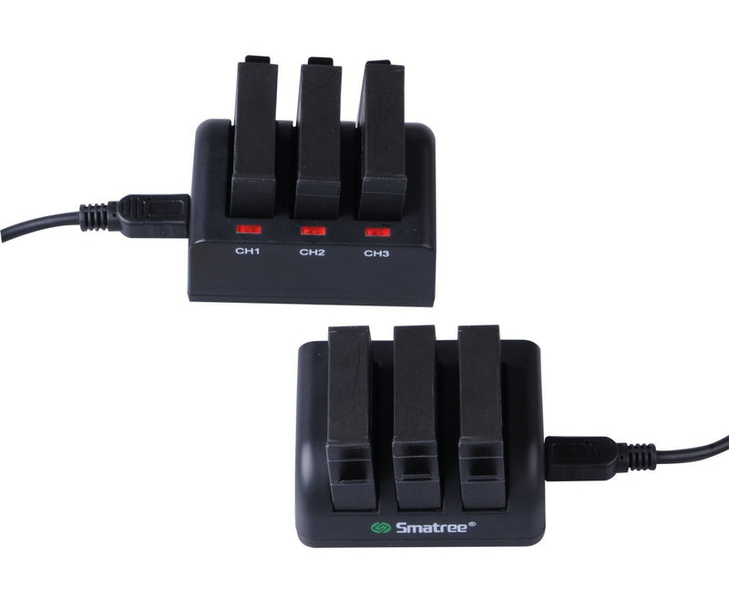 Smatree Battery (3 Pack) and 3-Channel Charger Compatible for Gopro Hero 4 (NOT for Hero 5)