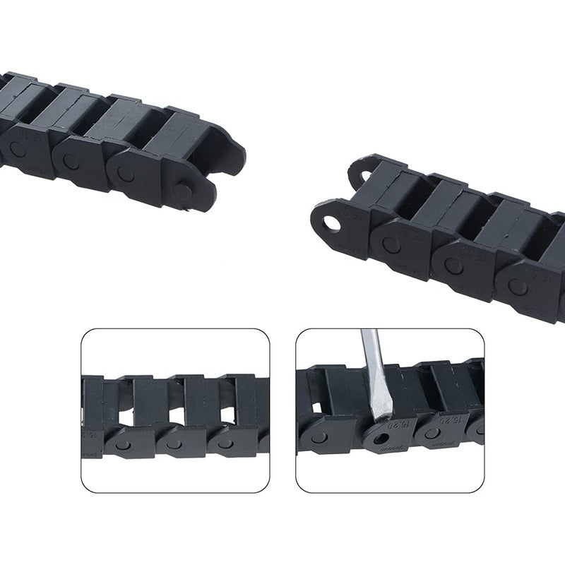 Mecion Cable Carrier Drag Chain 15mm x 20mm Plastic Cable Drag Chain for CNC Machine, Pack of 2
