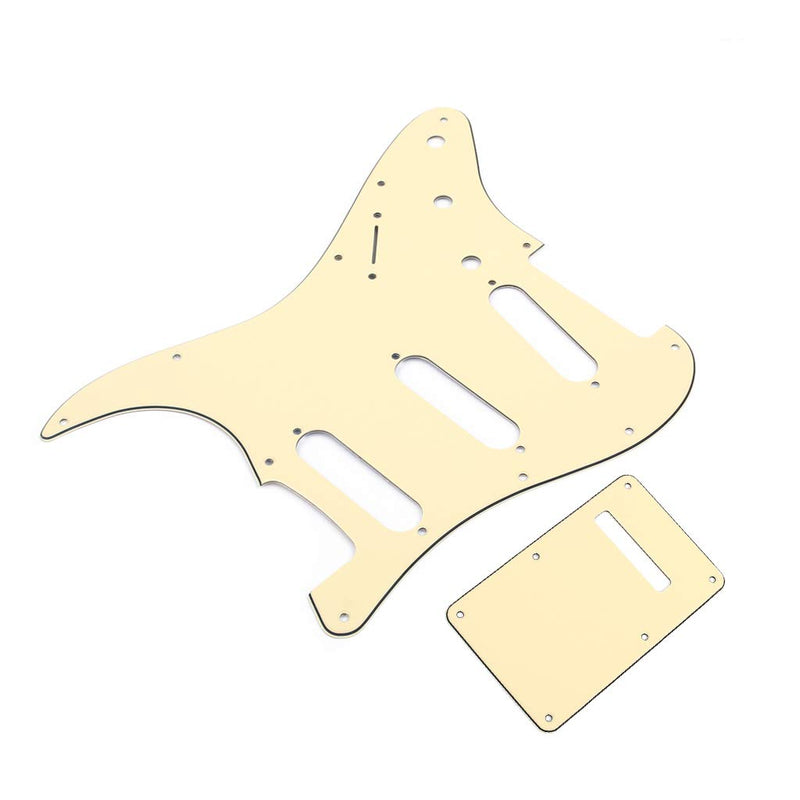 Alnicov 11 Hole Stratocaster Pickguard Sss Guitar Pick Guard Back Plate For Fender Standard Strat Guitar Replacement,Cream