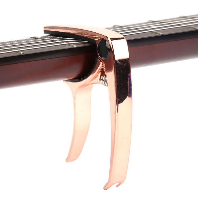 Guitar Capo Clamp,Key Tuner Zinc Alloy for Folk Guitar For 4‑6 String Guitar, Bass, Ukulele(rose gold) rose gold