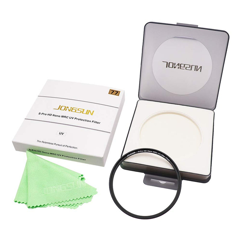 JONGSUN 77mm UV Filter, S-Pro HD Nano MRC16 Camera Ultraviolet Protection Filter, 16 Layers Multicoated, Schott B270, Ultra-Slim, Lens Cloth Kit