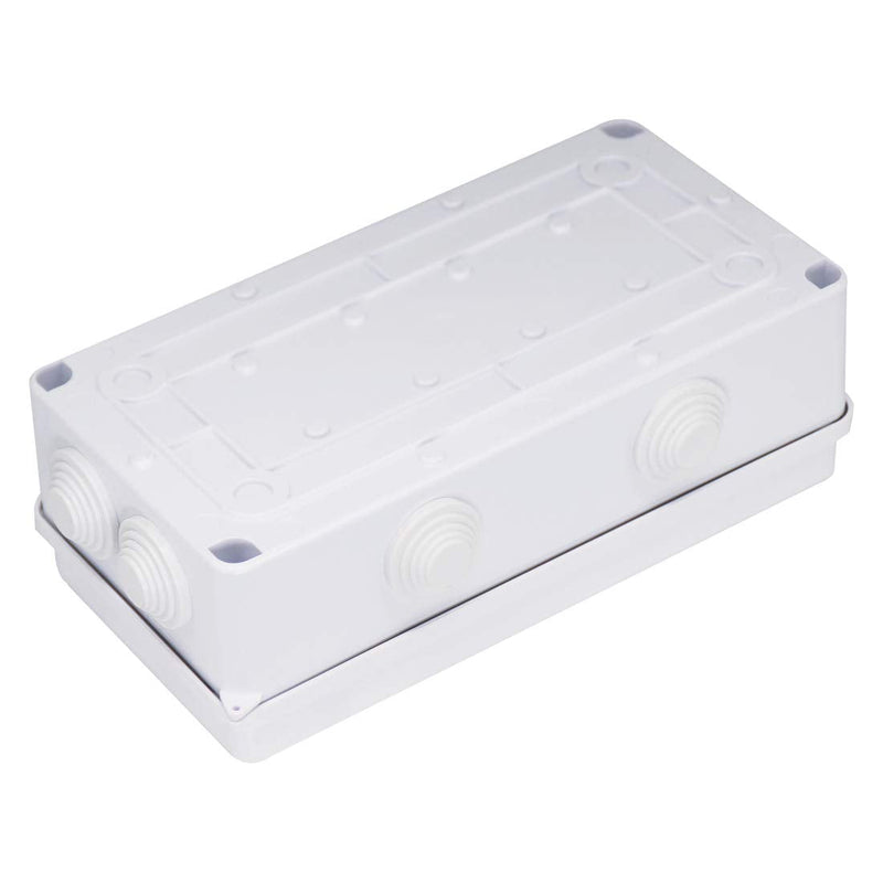 Zulkit Junction Box ABS Plastic Dustproof Waterproof IP65 Universal Electrical Boxes Project Enclosure White 7.9 x 3.9 x 2.8 inch (200 x 100 x 70mm) 7.9" x 3.9" x 2.8" With Holes