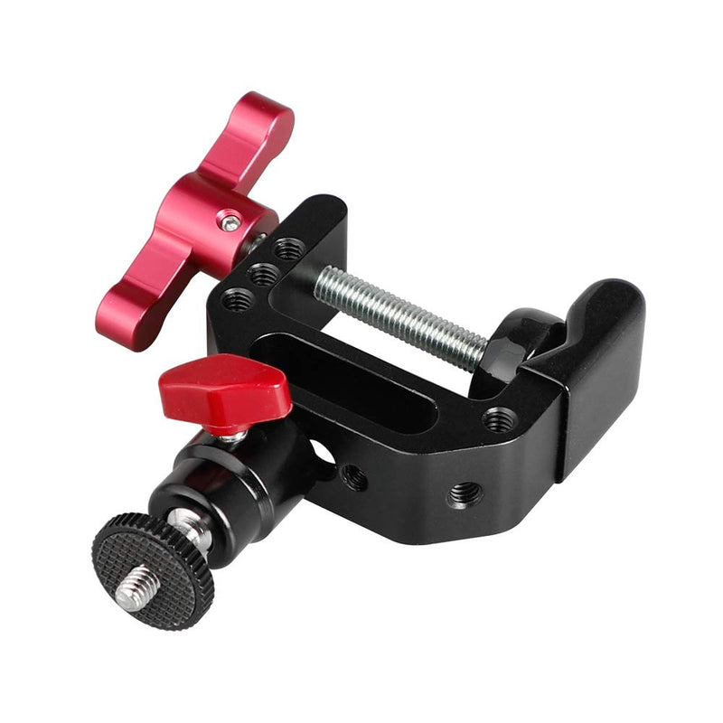 CAMVATE C Clamp Articulated 1/4"-20 Ball Head Support Holder (Red Locking Knob)